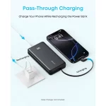 پاوربانک انکر زولو 20000 میلی آمپر 22.5 وات مدل A110EH11 با کابل USB-C داخلی